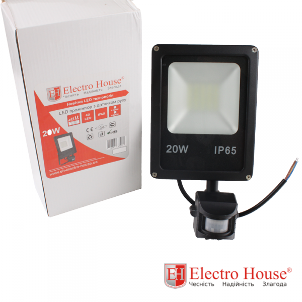 LED прожектор с датчиком движения 20W IP65 ElectroHouse EH-LP-212