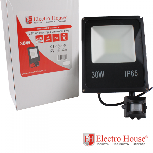LED прожектор с датчиком движения 30W IP65 ElectroHouse EH-LP-213